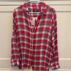 Johnny Was Red and White Plaid Blouse size Small